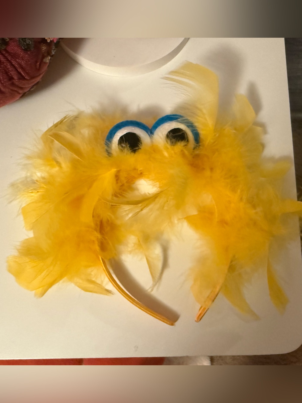 Yellow Big Bird Headband with Googly Eyes- Hand made